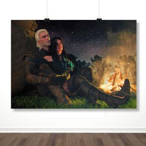 Плакат «Геральт и Йеннифер у костра (Ведьмак)»
