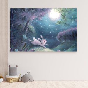 Картина "Зайчик на ночной волшебной поляне"