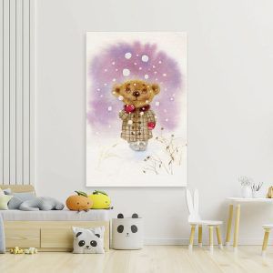 Картина "Мишка в варежках и первый снег"