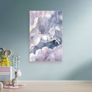 Картина “Акварель – Единорог в облаках”