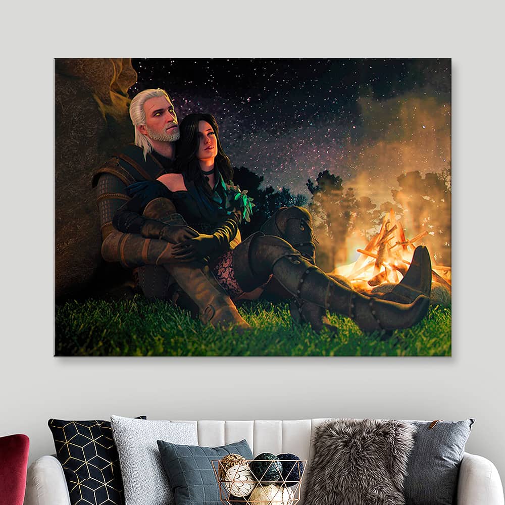 Картина «Геральт и Йеннифер у костра (Ведьмак)»