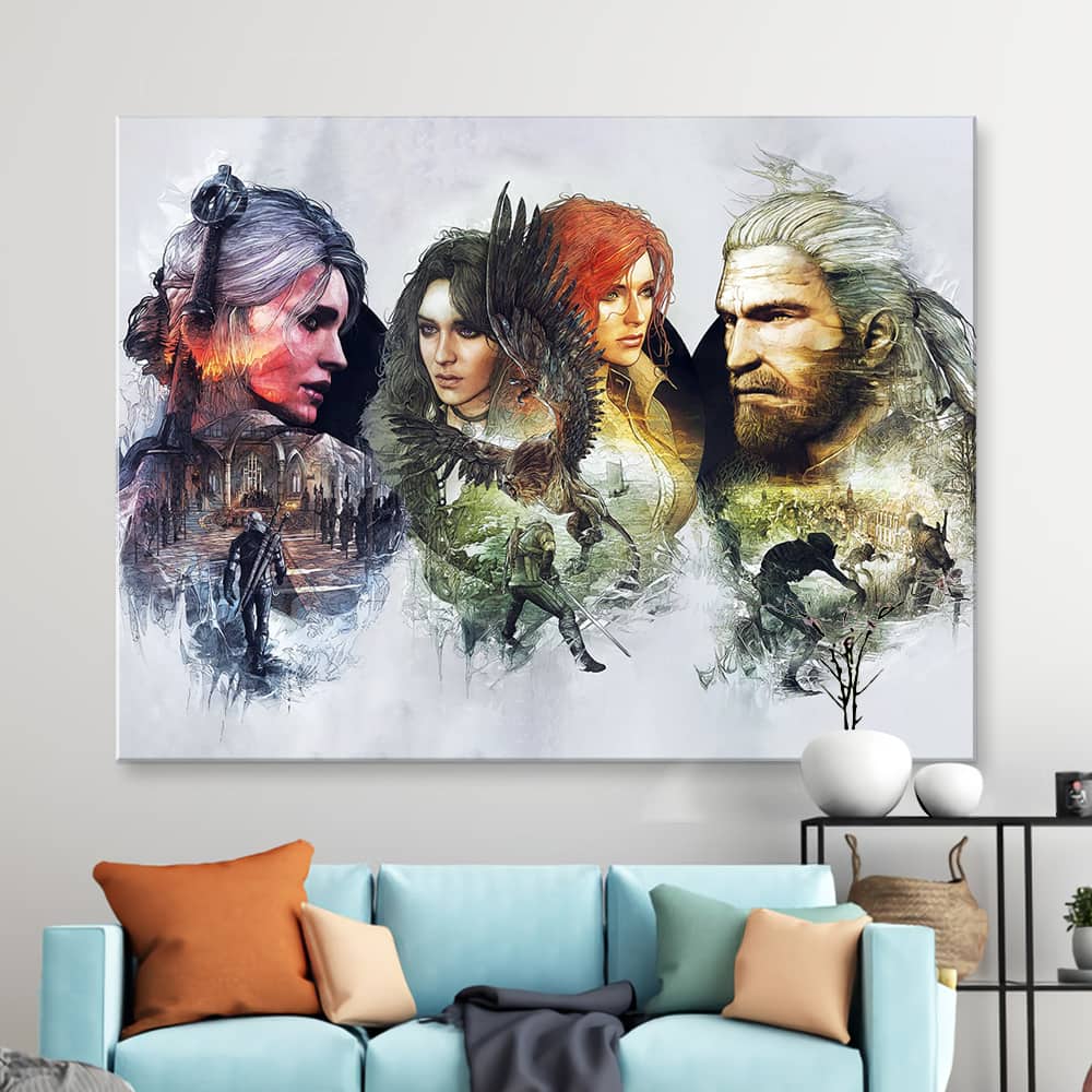 Картина "Цири, Йеннифер, Трисс и Геральт (Ведьмак)"