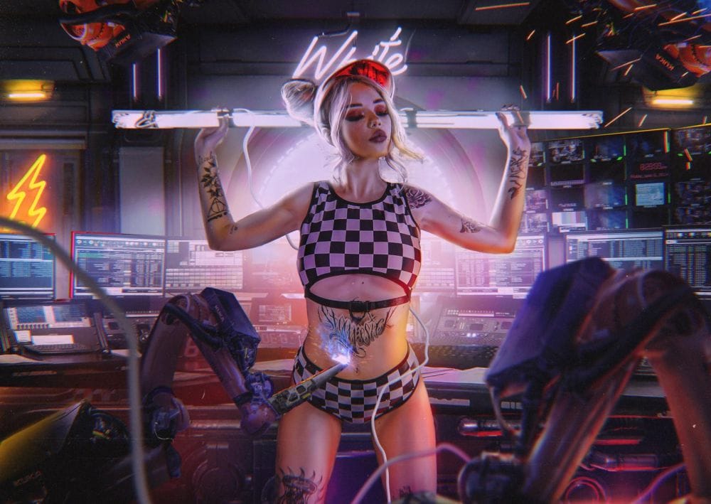 Картина "Технобар (Cyberpunk 2077)"