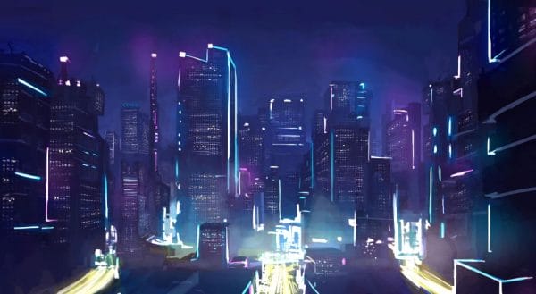 Картина "Потоки света (Cyberpunk 2077)"