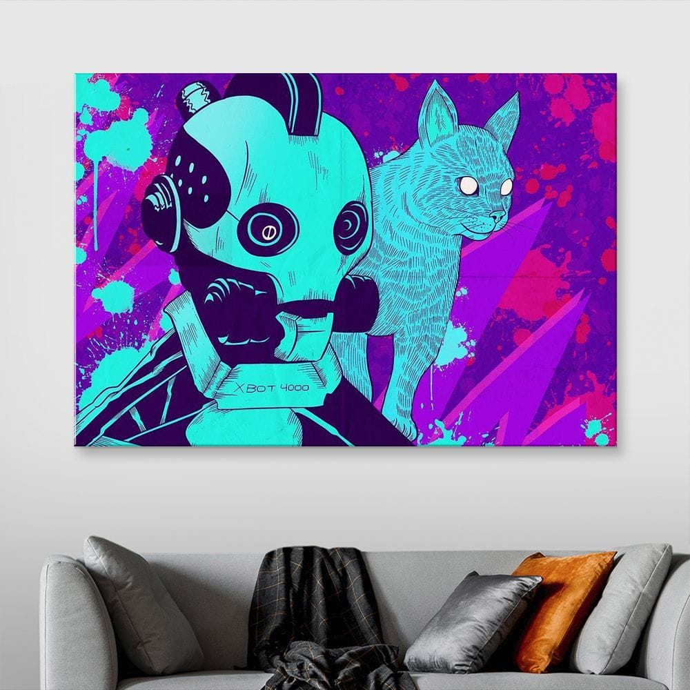 Картина "Робот и кот (Любовь, смерть и роботы)"