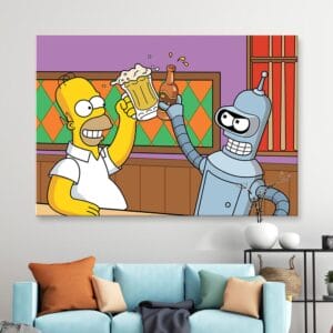 Картина «Гомер (Симпсоны) и Бендер (Футурама)»