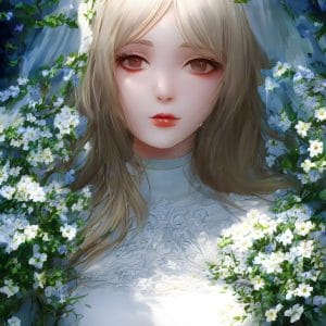 Картина «Невеста в белых цветах (Аниме)»