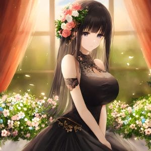 Картина «Невеста в черном в цветах (Аниме) — 3»