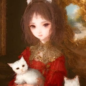 Картина «Девочка с котёночком (Аниме)»