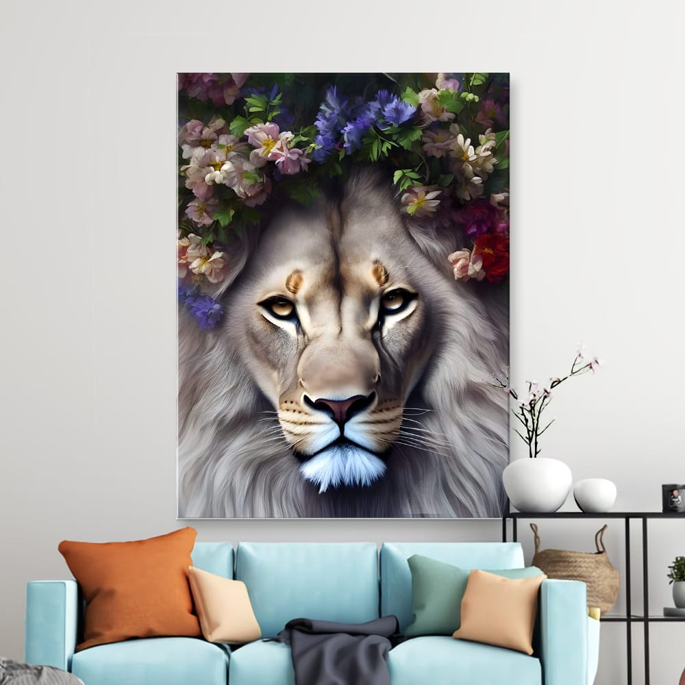 Картина «Лев в короне из цветов»