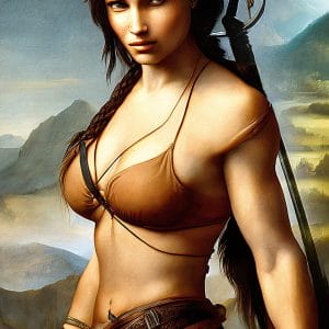 Портрет Лары Крофт (“Tomb Raider”) в стиле Леонардо да Винчи