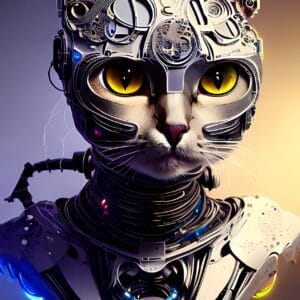 Картина «Киберпанк: Кошка в электронном костюме»